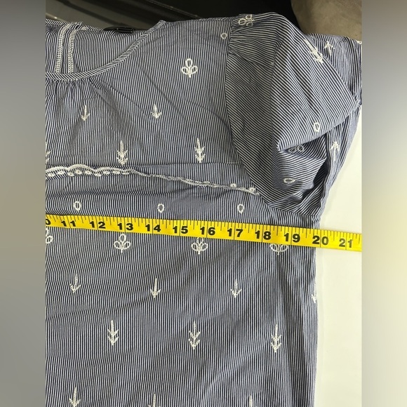 J.Crew Women’s Stripe Print Embroidered 3/4 Bell Sleeves Poplin Blouse Sz S - Picture 11 of 13